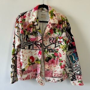 ASOS Denim Multicolor Oversized Jacket in Art Print Size Medium
